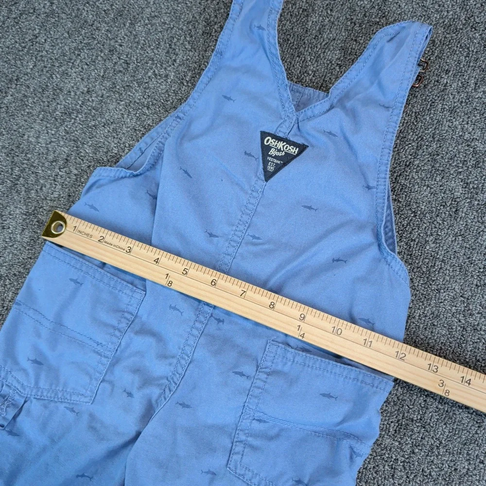 OshKosh B'gosh Nautical Shark Print Overalls Kids 3T Blue Vestbak Shortall